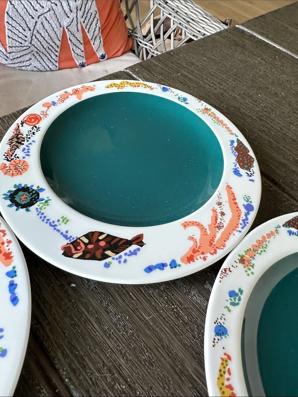 Nikko Japan perception set  of 4 Deep Teal Porcelain Rim side plates excellent
